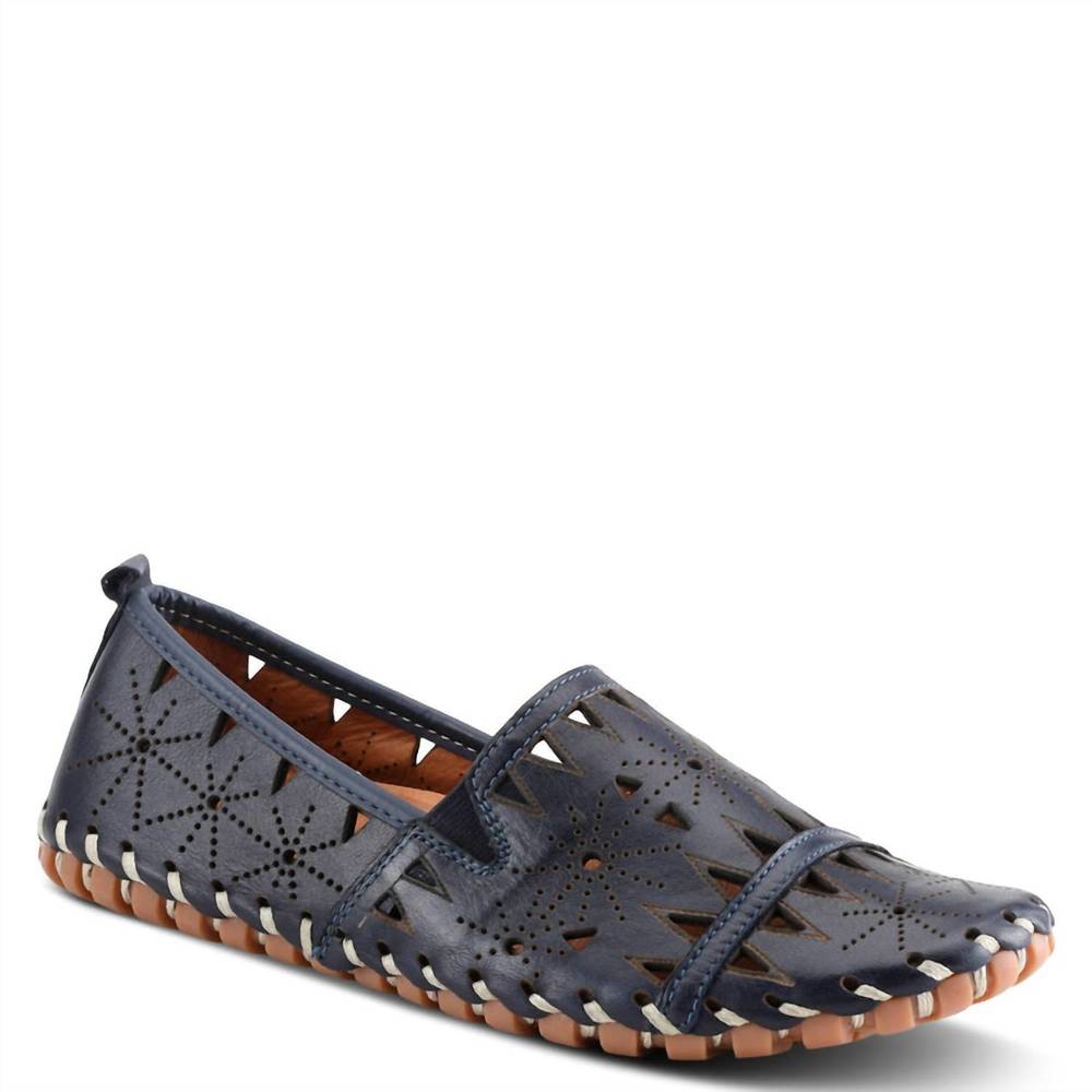 New Spring Step Fusaro Navy Leather Slip-On Flats 41 - Picture 1 of 8